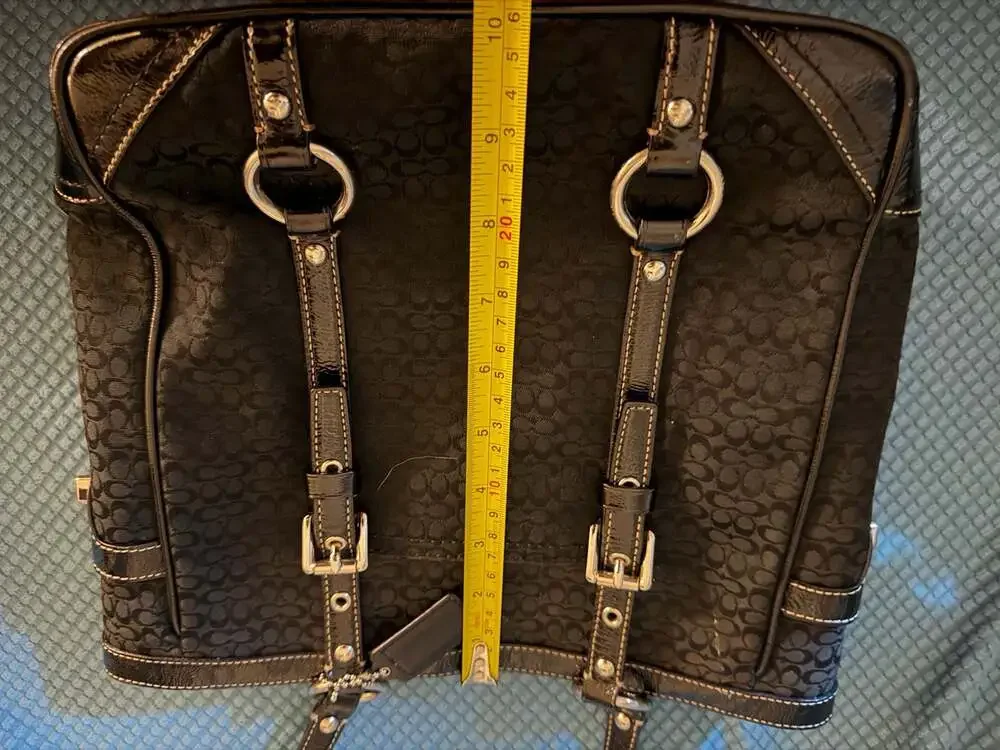 Coach Signature Jacquard Black Canvas and Patent Leather Tote Bag F12344